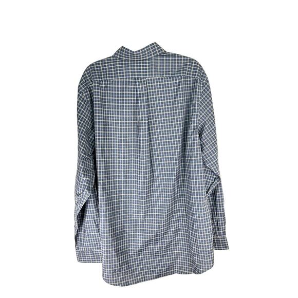 Eddie Bauer Men’s TL Relaxed Fit Plaid Button Front Shirt Blue Gray Cotton Blend - Picture 2 of 6